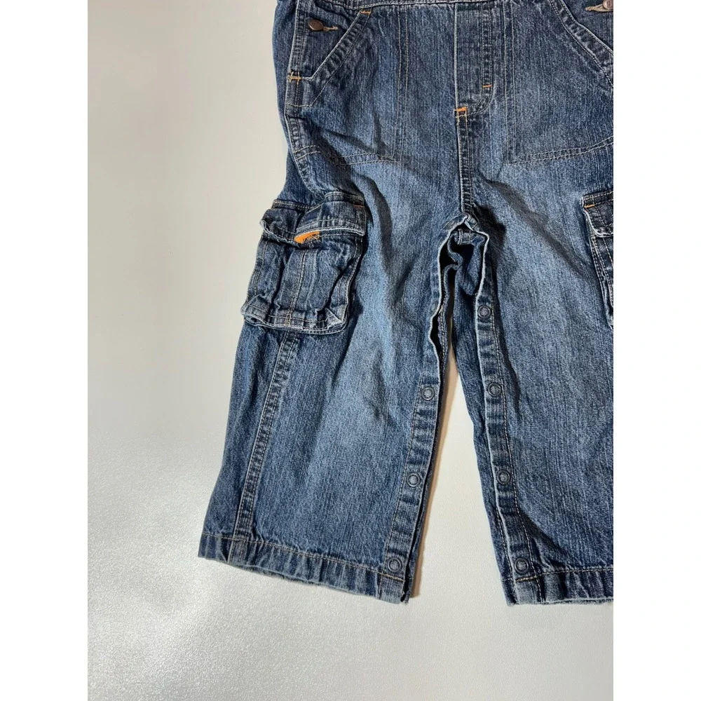 Gymboree Overalls Toddler Boys 2T Blue Denim Excellent Cargo Pockets Snaps